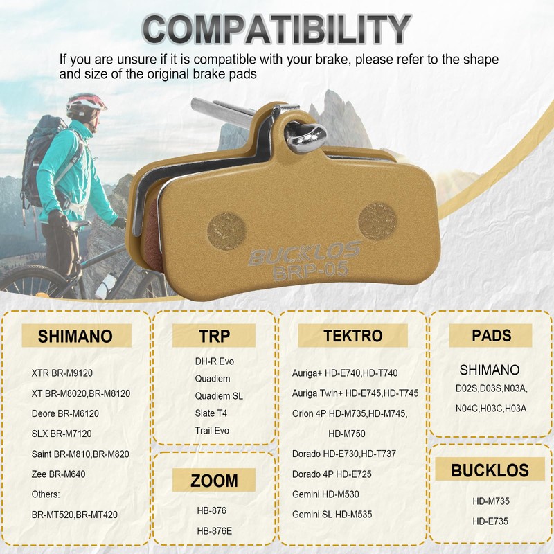 BUCKLOS Bike Disc Brake Pads - Bicycle Disk 4 Piston