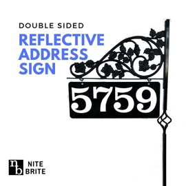 Reflective Driveway Marker Address Sign - Double Sided House Number Sign with 32" Pole for New Homeowner Great Housewarming Gift | Custom Made