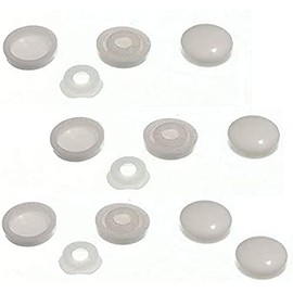 Merriway BH02017 (10 Pcs) Plastidome 2 Piece Clip On No. 8 & 10 Screw Covers, White 15 mm (5/8 Inch) Diameter - Pack of 10 Pieces