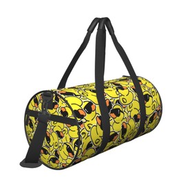 Gbuzozie Funny Rubber Ducks With Sunglasses Sports Gym Bag Travel Duffel Bag Shoes Compartment For Men Women Foldable Lightweight Yoga Gym Sports Bag