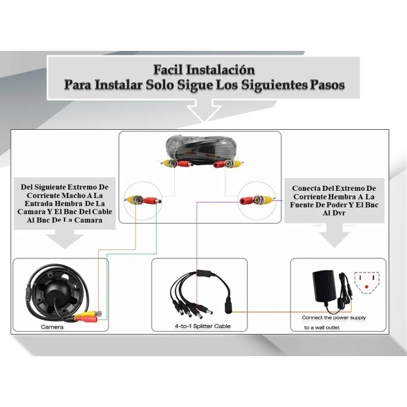 Cable Siames Coaxial 10 Mts Para Camara Video Voltaje