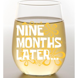Funny New Mom Wine Glass – “9 Months Later” Design – 15oz Stemless Glass – Hilarious Pregnancy Gift for Her, Baby Shower or Postpartum Gift, First Time Mom or New Parent Present