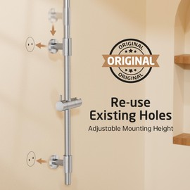 KES 30-Inch Shower Slide Bar with High Pressure 9 Functions Adjustable Handheld Shower Head & 59-Inch Hose, Built-in Power Wash to Clean Tub Tile & Pet, Wall Mount Brushed Finish 18/8 Stainless Steel