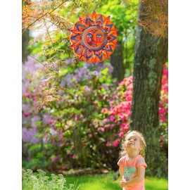 Canodoky Wind Spinner, Smiling Sun Wind Spinners for Yard and Garden Stainless Steel Yard Decorations 3D Metal Spinner for Indoor Outdoor 12 Inch Wind & Sun Catches Crafts Ornaments