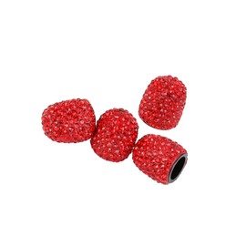 Motoforti 4PCS Valve Stem Caps Faux Crystal Bling Car Accessories Red Long-lasting