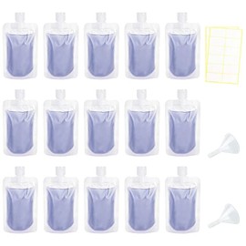 Pack of 15 Travel Bottles for Filling, Travel Bottles Set 100 ml, Squeeze Bags for Self-Filling, Travel Bottles for Toiletries, Travel Gadgets Plane, Travel Container for Shampoo, Shower Gel, Cream