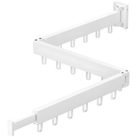 Varku Clothes Drying Rack,Laundry Hanger Wall Mount,Space Saver Retractable Clothes Rack,Folding Wall Hanging Clothes Hanger,3-Fold Metal Clothes Rack with 18 Hooks for Balcony Laundry Bathroom