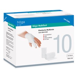 Höga Mubilast, elastische Mullbinde/Fixierbinde 10 cm x 4 m gedehnt, á 20 Stück, DIN 61634