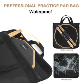 12 Inch Practice Drum Pad and Sticks, Beginner Snare Drum Pad with Drumsticks(2 pairs) and Carrying Bag, Double Sided Silent Drum Pad (Black)