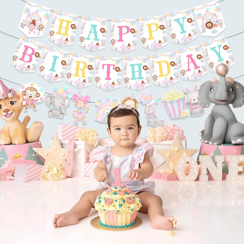 Pink Circus Theme Party Decorations for Girl - Happy Birthday