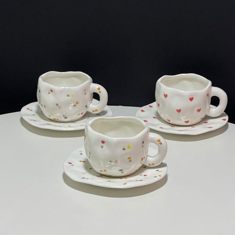 WULUN Ceramic Saucer with Pattern Thick Ceramic Multiple Models -