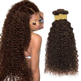 Chocolate Brown Bundle Color 4 Water Wave Human Hair Bundles 30 32 34 Inch Dark Brown Wet and Wavy Bundles Human Hair Color 4 Ocean Wave Bundle