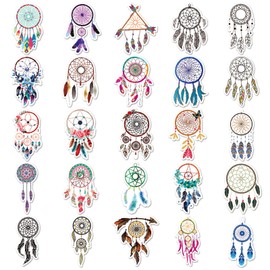 50 Packs Dreamcatcher Stickers Water Bottles Laptop Phone Motorcycle Computer Guitar Skateboard Hydroflasks Dreamcatcher Vinyl Sticker Waterproof Aesthetic Trendy Decals for Teens Girls Adults