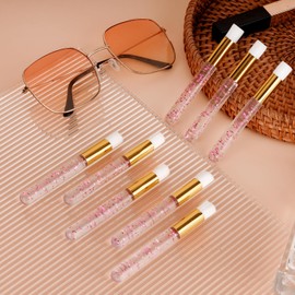 60 Cepillos de Champú para Pestañas Rosas A Granel, Cepillo de Limpieza para Extensiones de Pestañas con Cristales Brillantes, Cepillo de Champú para Pestañas para Limpieza Facial