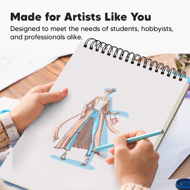 100gsm A4 Sketchbook for Artists - Spiral Bound Drawing Pad
