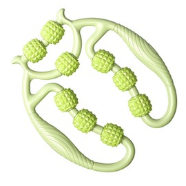 Muscle Massage Roller, 9 Wheels 360 Degree Trigger Point Massager Ergonomic Design, Portable Muscles Relax Tool for Neck Arm Leg Calf Knee, Bodybuilding Equipment (Green)