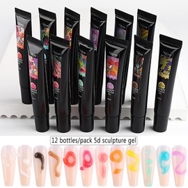 Fcozpjk 3D Sculpting Gel for Nail Art 12 Colors Soft Modeling Nail Gels Kit