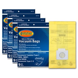 EnviroCare Replacement Micro Filtration Vacuum Cleaner Dust Bags made to fit Kenmore Canister Type C/Q 50555, 50558, 50557 and Panasonic Type C-5 36 pack