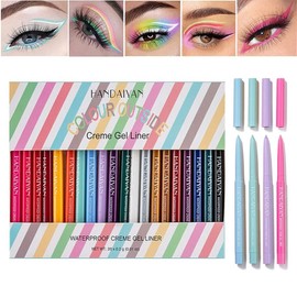 20 count Colored Eyeliners Pencil Set, 20 Colors  Long Lasting Retractable Matte Colorful Eyeliner Milti-Functional Eyeliner Eyeshadow Pen Gifts for Women - Color: 12 Colors Matte