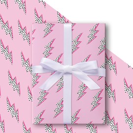 Whaline 6Pcs Preppy Wrapping Paper Pink Lightning Gift Wrap Bulk Art Paper Folded Flat for Birthday Wedding DIY Crafts Gift Packing, 19.7 x 27.6 Inch