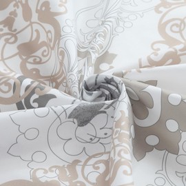 BESTRIPES Extra Wide Fabric Shower Curtain, White Beige Gray Boho Damask Print Wrap Around Shower Curtains for Bathroom Clawfoot Tubs, 108" W x 72" H