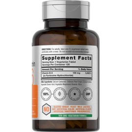 Horbäach Vitamin B-6 100mg | 120 Vegetarian Tablets | Pyridoxine HCl | Vegetarian, Non-GMO & Gluten Free Supplement