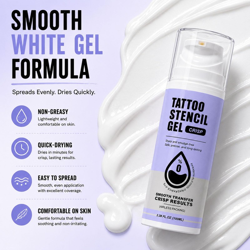 Usiriy Tattoo Stencil Transfer Gel 3.38oz, Long-Lasting Smudge-Proof Clear