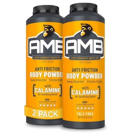 Anti Monkey Butt Body Powder for Women and Men, Talc-Free, Hypoallergenic Formula for Anti-Chafing and Anti-Itch Relief, Absorbs Sweat and Fights Friction with Calamine, 8 oz, (Pack of 2)