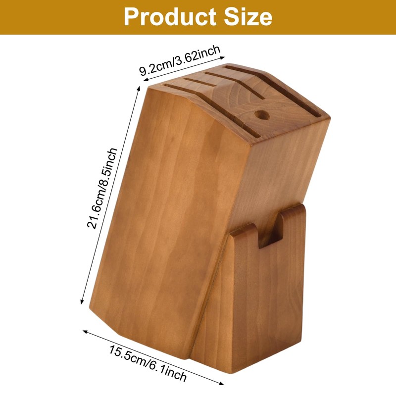 6 Slots Kitchen Knife Holder for Countertop, Brown Kitchen Knife