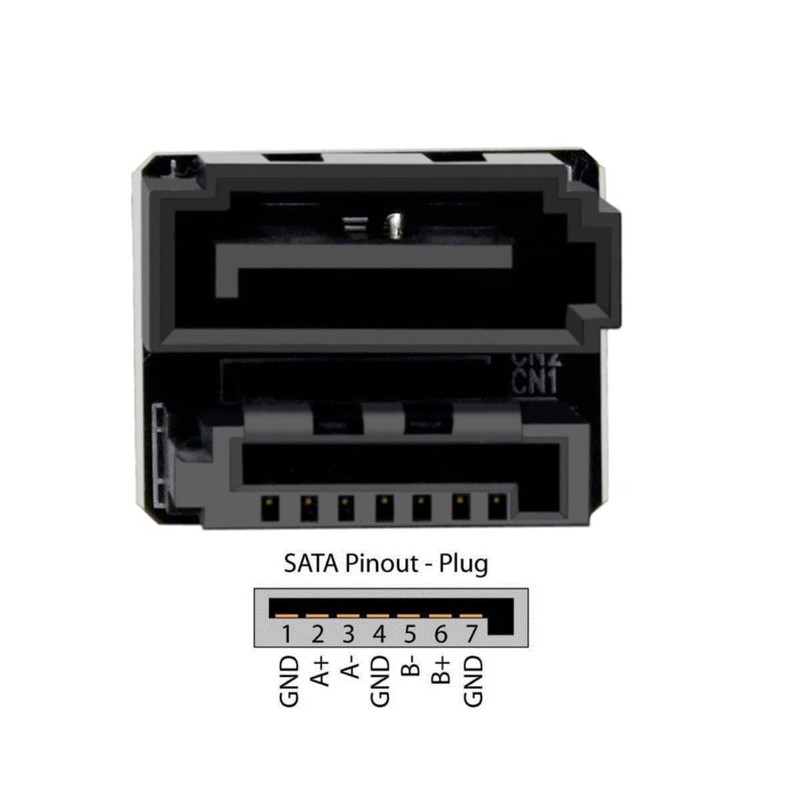 Cablecc Single SATA 7Pin Female to 360 Degree Angled 7Pin