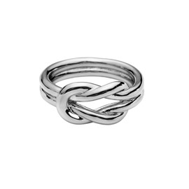 Layered Knot Silk Scarf Ring Brooch for Women Dainty Infinity Love Knots Double Line Shawl Scarves Buckle Wrap Clasp Clip Finger Ring Size 8 Dress Accessories Jewelry Gift (Silver)