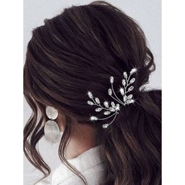 Easedaily Crystal Bride Wedding Hair Pins Silver Rhinestone Bridal Hair Pieces Hair Accessories for Women and Girls (Pack of 2)