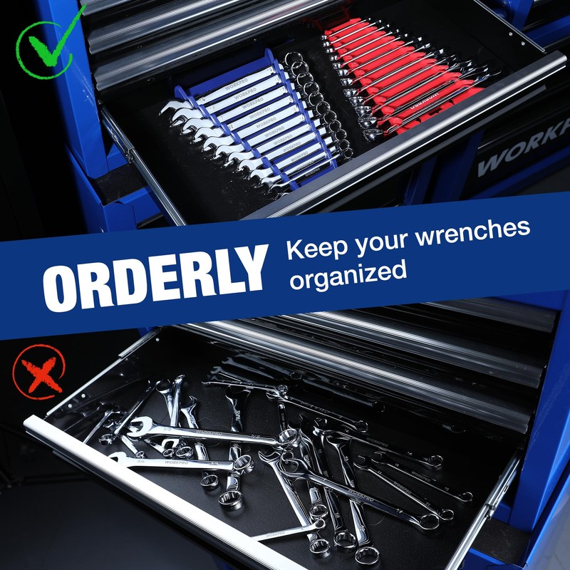 WORKPRO 2-Pack Magnetic Wrench Organizer, 12-Piece Wrench Holder Set for