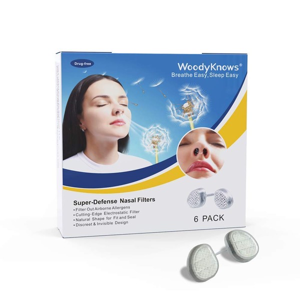 WoodyKnows Super-Defense Nasal Filters (Narrow, S, 6 Pack)