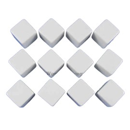 White Blank Opaque Dice Counting Cubes D6 16mm (5/8in) Pack of 12 Koplow Games