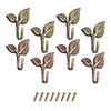 8pcs Iron Leaf Wall Hooks - Antique Bronze & Red