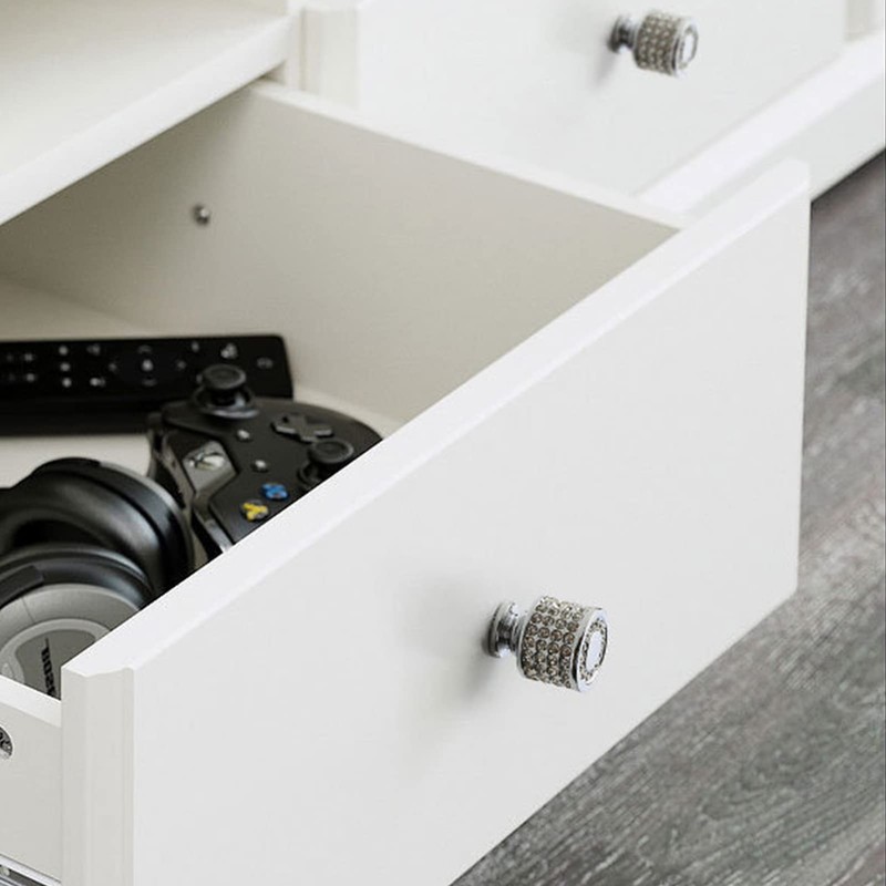 Candeon Crystal Furniture Knobs, Pack of 2 Silver Knobs, Cupboard