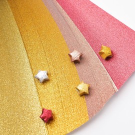 URROMA 520 Pcs Glitter Star Paper Strips, Yellow and Red Origami Stars Paper Strips Crafts Folding Lucky Strips for Crafts Folding School Teaching DIY Arts Projects Crafting Supplies