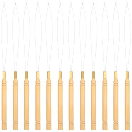 YBEATY 12 Pcs Extension Loop Needle Hair Threader Wire Pulling Hook Tools Kit Micro Link Loop Nano Beads Device Threader for Hair Feather Extensions