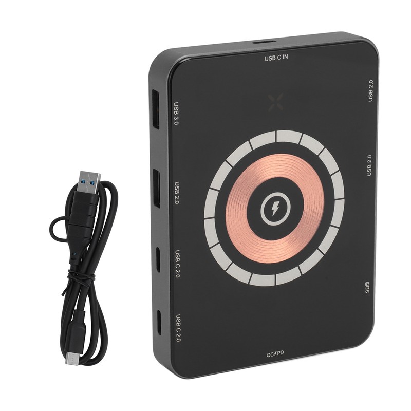 USB C Hub Magnetic Wireless Charging Storage Card Slot Aluminium