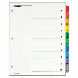 Cardinal Traditional OneStep Index System, 10-Tab, 1-10, Letter, Assorted, 10/Set