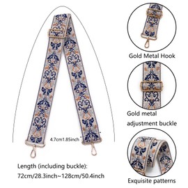 ASKJDKK Purse Straps Replacement Crossbody - Adjustable Bag Strap for Purses, Wide Shoulder Strap for Women Guitar Purses (Gray)