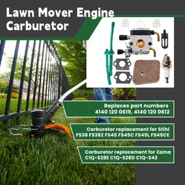 ALL-CARB FS55R Carburetor Carburetor Kit Replacement for Stihl FS45 FS46 FS46C FS55 HS45 FC55 FS55R FS55RC FS38 FS45C KM55R String Trimmer Weedeater Parts C1Q-S186A C1Q-S186B 4140 120 0619 C1Q-S186