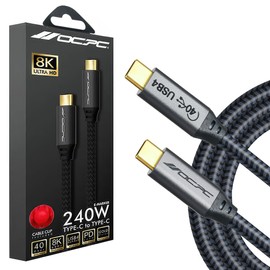 OCPC USB C to USB C Cable Fast Charging (1.6ft/0.5m) 40 GBPS USB 4 Cable PD 240W Type C to Type C Cord 8K@60Hz Video， Fast Charging Cable Compatible with Computers, MacBook and iPhone15 Type-C