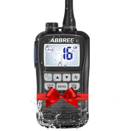 ABBREE Marine VHF Radio Floating IP67 Waterproof MR-25 Handheld Long Range Noise Cancelling Mic Walkie Talkie NOAA Weather,LCD Display Vibration Water Draining Two Way Radio for Boat,Black