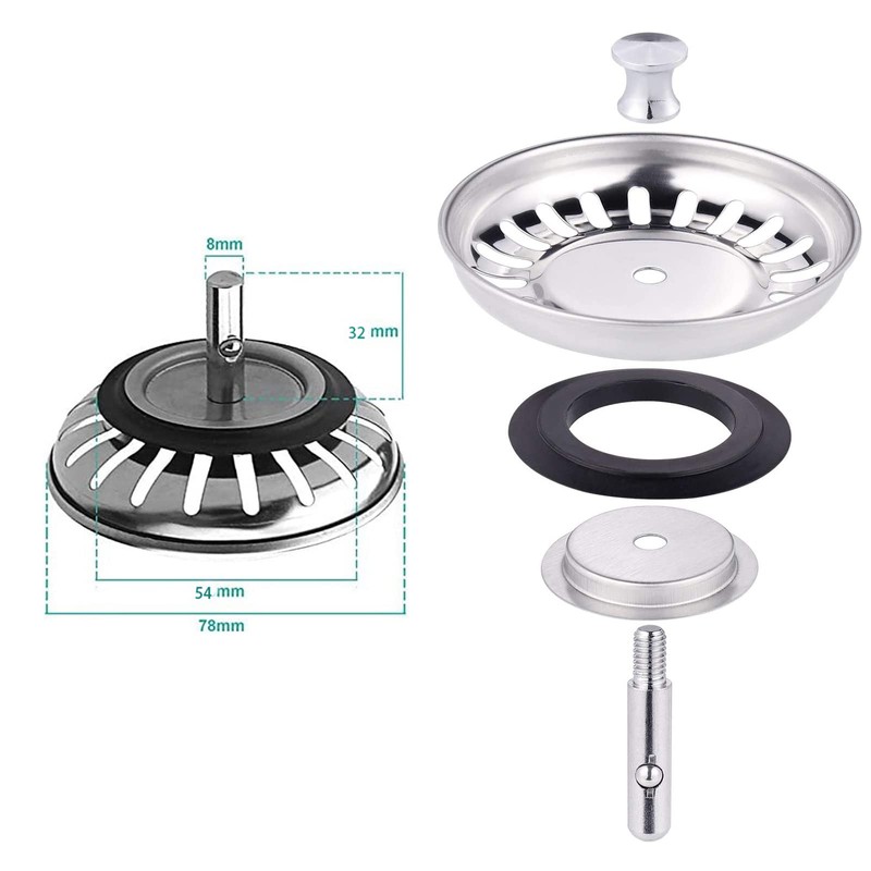 lumcov Stainless Steel Sink Strainer 78 mm Strainer Basket Sink