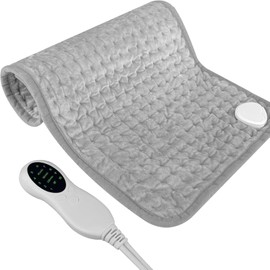 Jsdoin Heizkissen, Elektrisches Heizkissen mit Abschaltautomatik und 10 Temperaturstufen Heizkissen für Rücken Nacken Schulter Bauch Heiztechnik - Maschinenwaschbar-Grau(12„ x 24“/ 30x60cm）