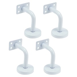 KUMGROT 4 Pcs Stainless Steel Staircase Handrail Brackets 2.36" X 2.36" Wall Mounted Heavy Duty Railing Brackets Porch Hand Basement Steps Stair Guardrails Brackets, Flat Type,White