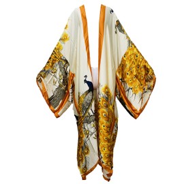 Summer Women bikini Sweet Cardigan stitch Cocktail sexcy Boho Maxi African Holiday Batwing Sleeve Silk feeling Robe kaftan (color)