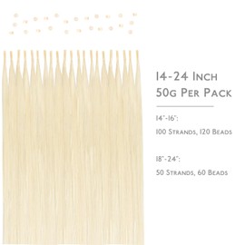WENNALIFE I Tip Real Hair Extensions, 50 g, 50 Strands, 60 cm, Platinum Blonde Hair Extensions, Bonding Real Hair Extensions, Professional Hair Extensions, Invisible Straight Straight Real Human Hair
